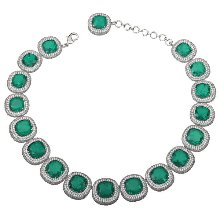 Pillow-Cut Emerald Green Doublet Choker Set