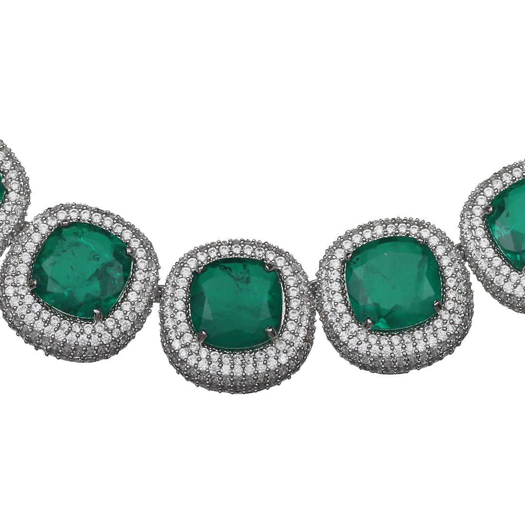 Pillow-Cut Emerald Green Doublet Choker Set