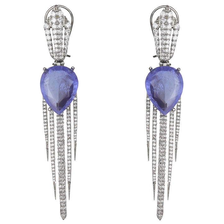 Dew Drop Shaped Soft Amethyst Doublet Danglers With Cubic Zirconia