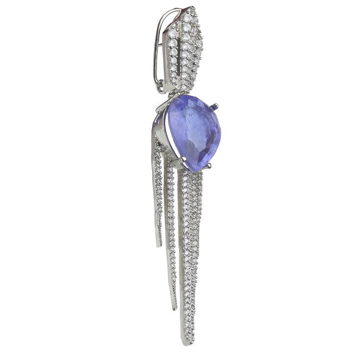 Dew Drop Shaped Soft Amethyst Doublet Danglers With Cubic Zirconia