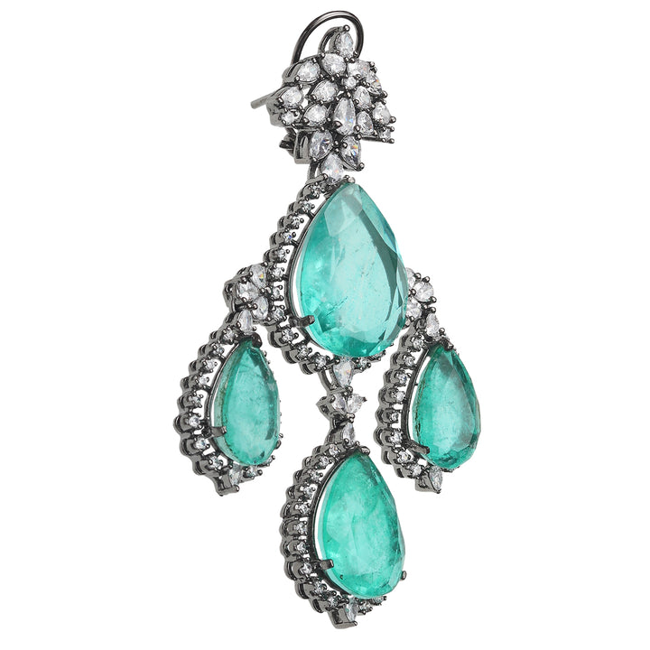 Dew Drop Emerald Doublet Danglers with Cubic Zirconia.