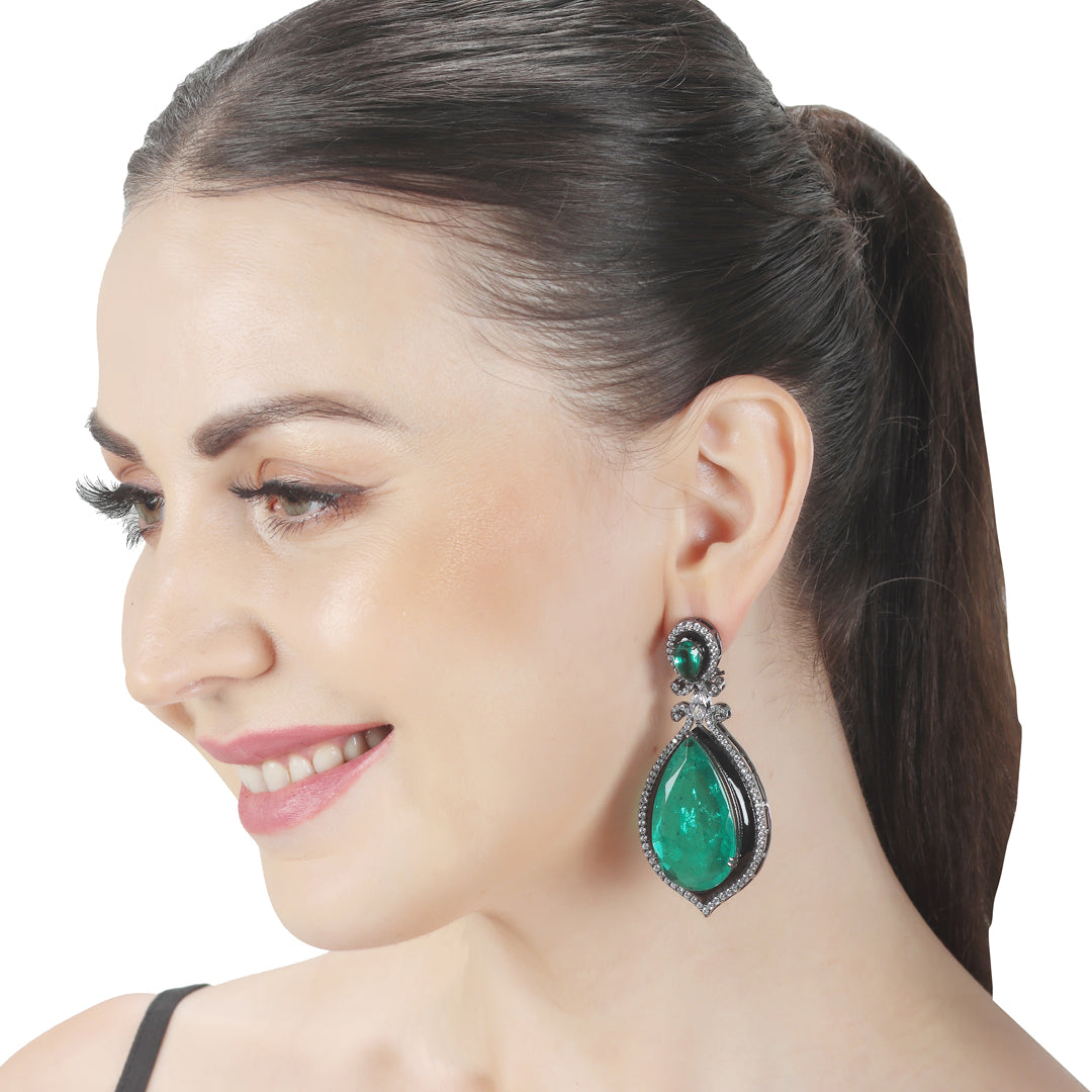 Emerald Green Doublet Danglers