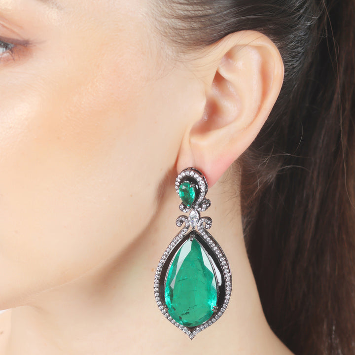 Emerald Green Doublet Danglers