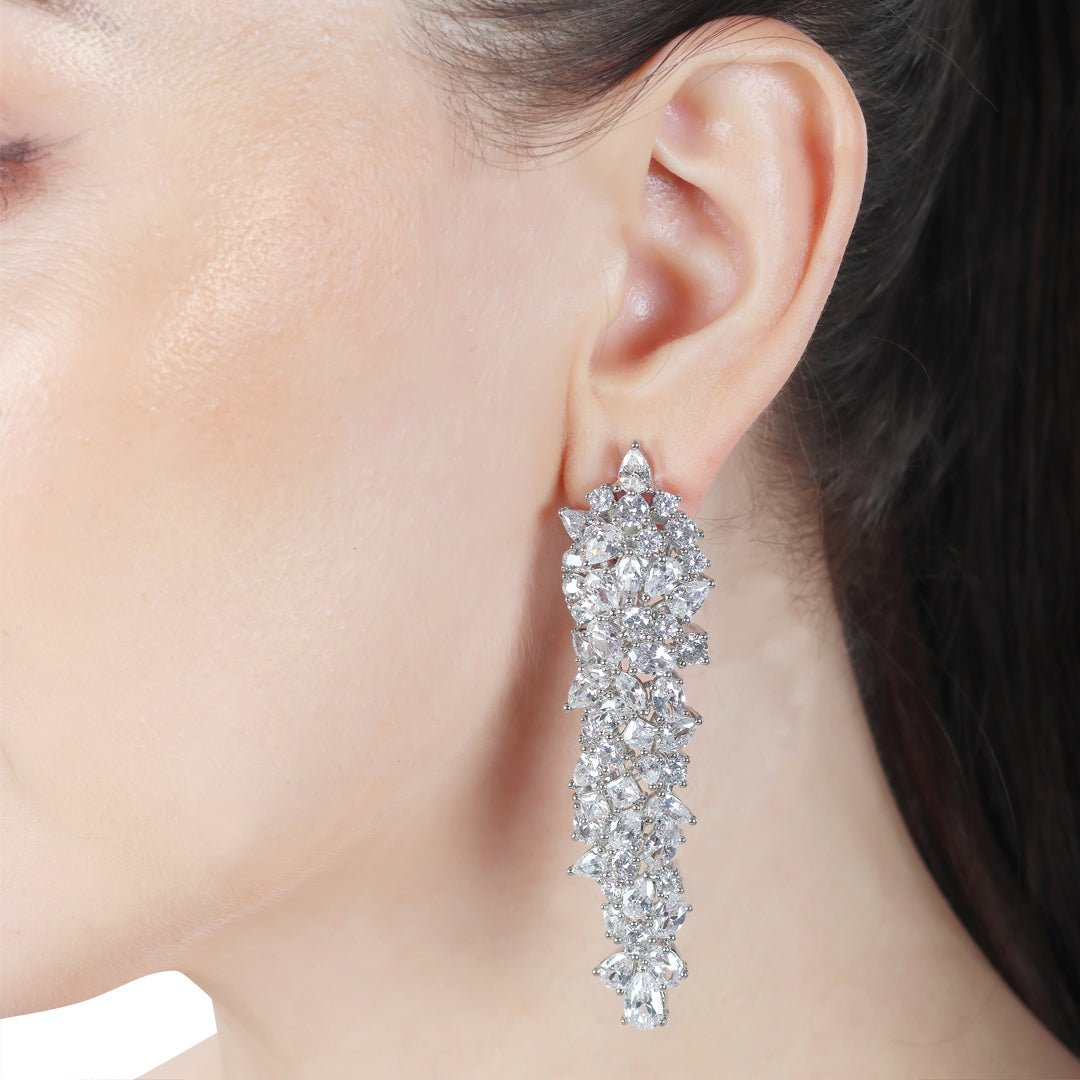 Flawless Cubic Zirconia Danglers in a Cascading Design