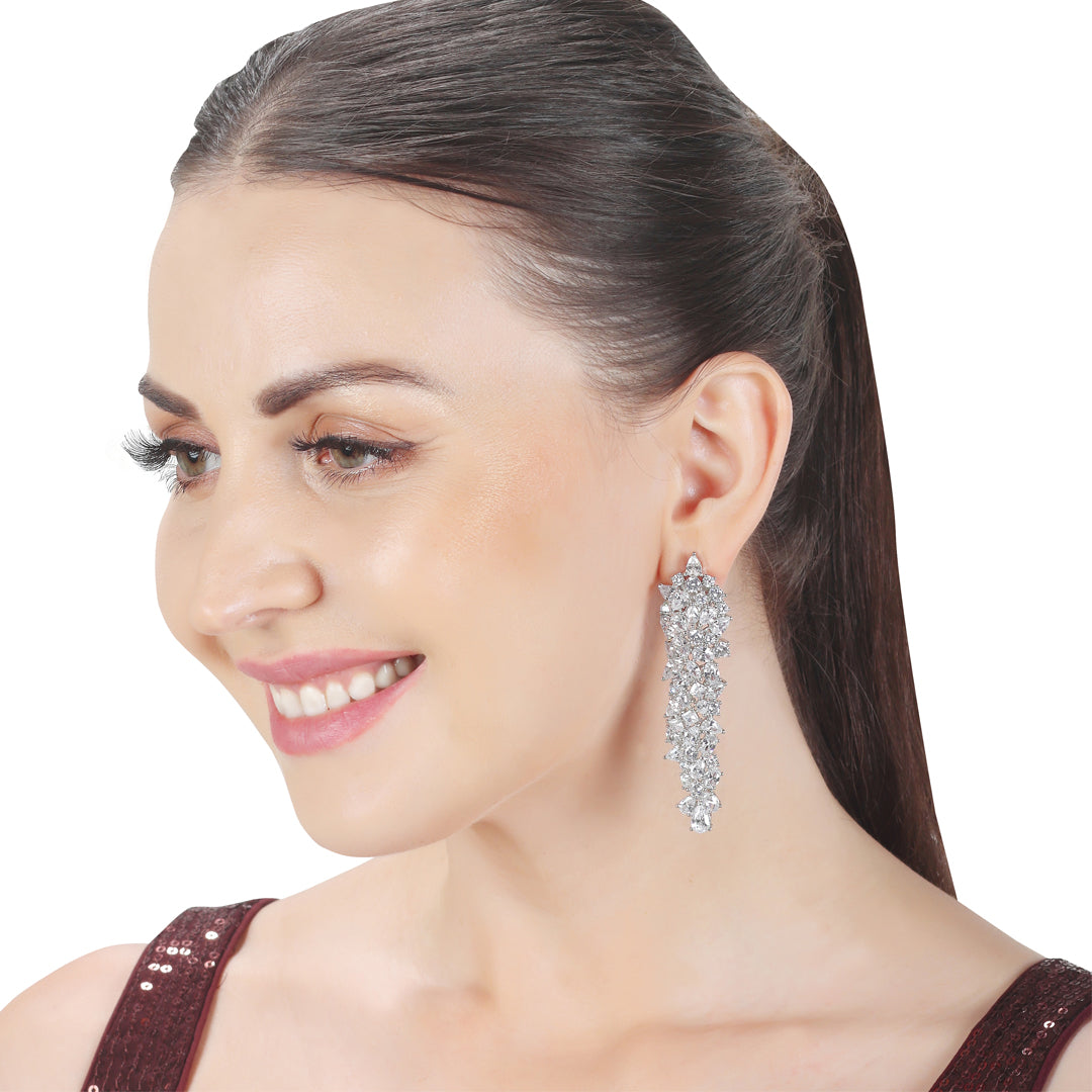 Flawless Cubic Zirconia Danglers in a Cascading Design