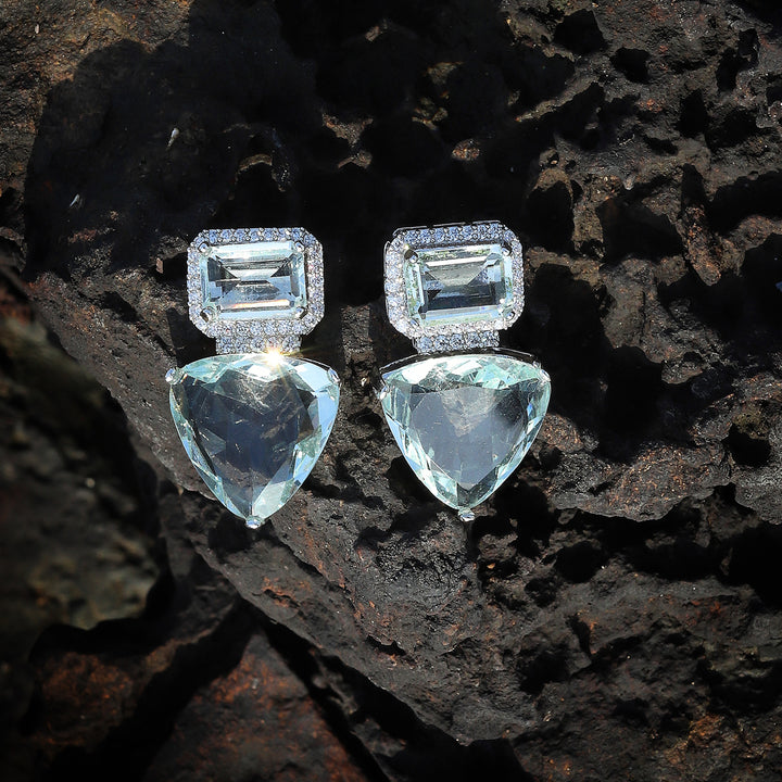 Delicate Aqua Edge-cut Doublet Studs