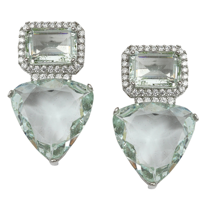 Delicate Aqua Edge-cut Doublet Studs