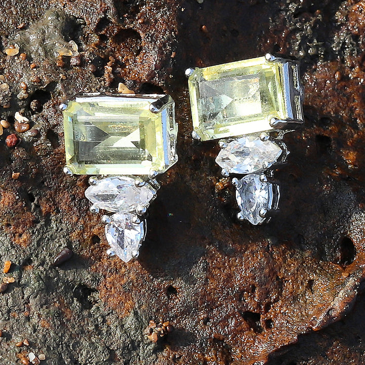 Delicate Citrine Edge-cut Doublet Studs