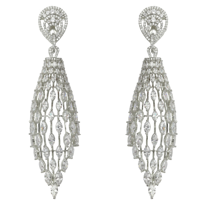 Flawless Cubic Zirconia Danglers in a Cascading Modern Jaal Design