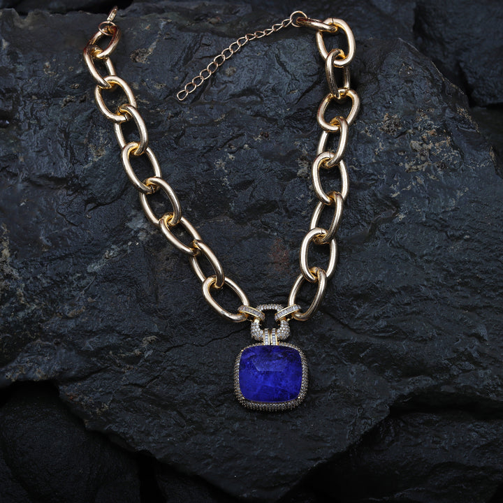 Amethyst Doublet & Cubic Zirconia Chain-Link Necklace.