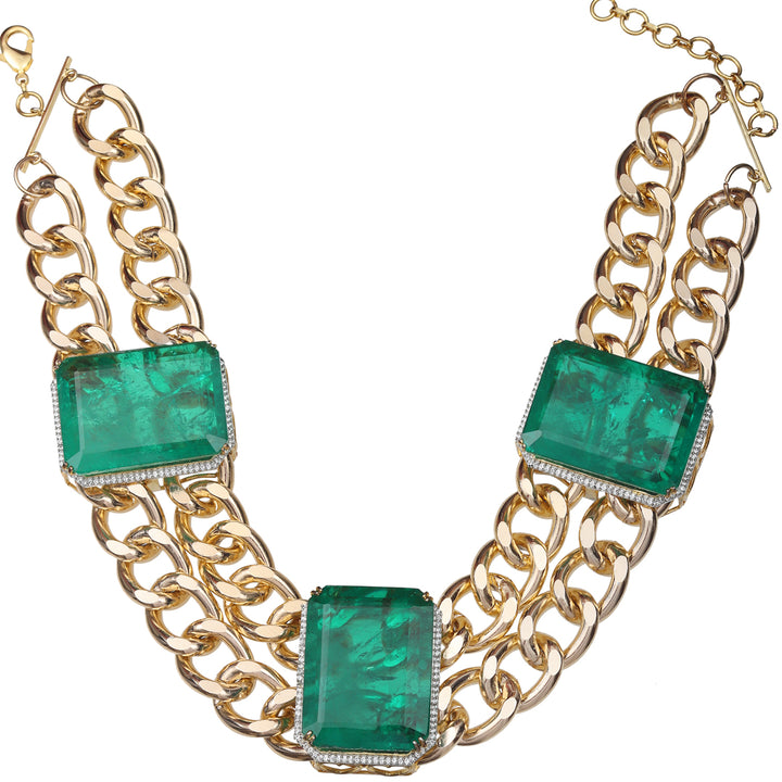 Emerald Green Doublet & Cubic Zirconia Choker