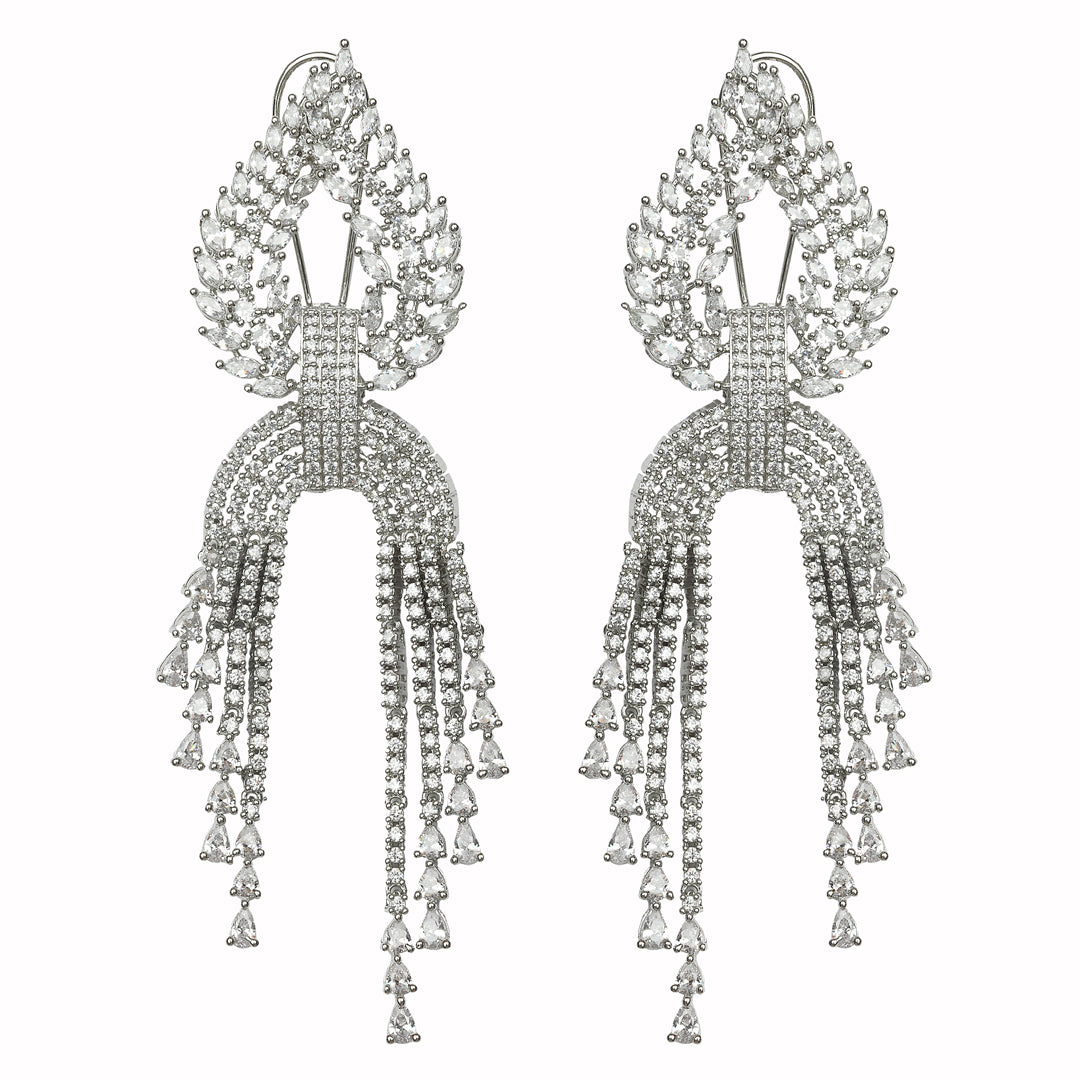 Flawless Cubic Zirconia Cascading Danglers