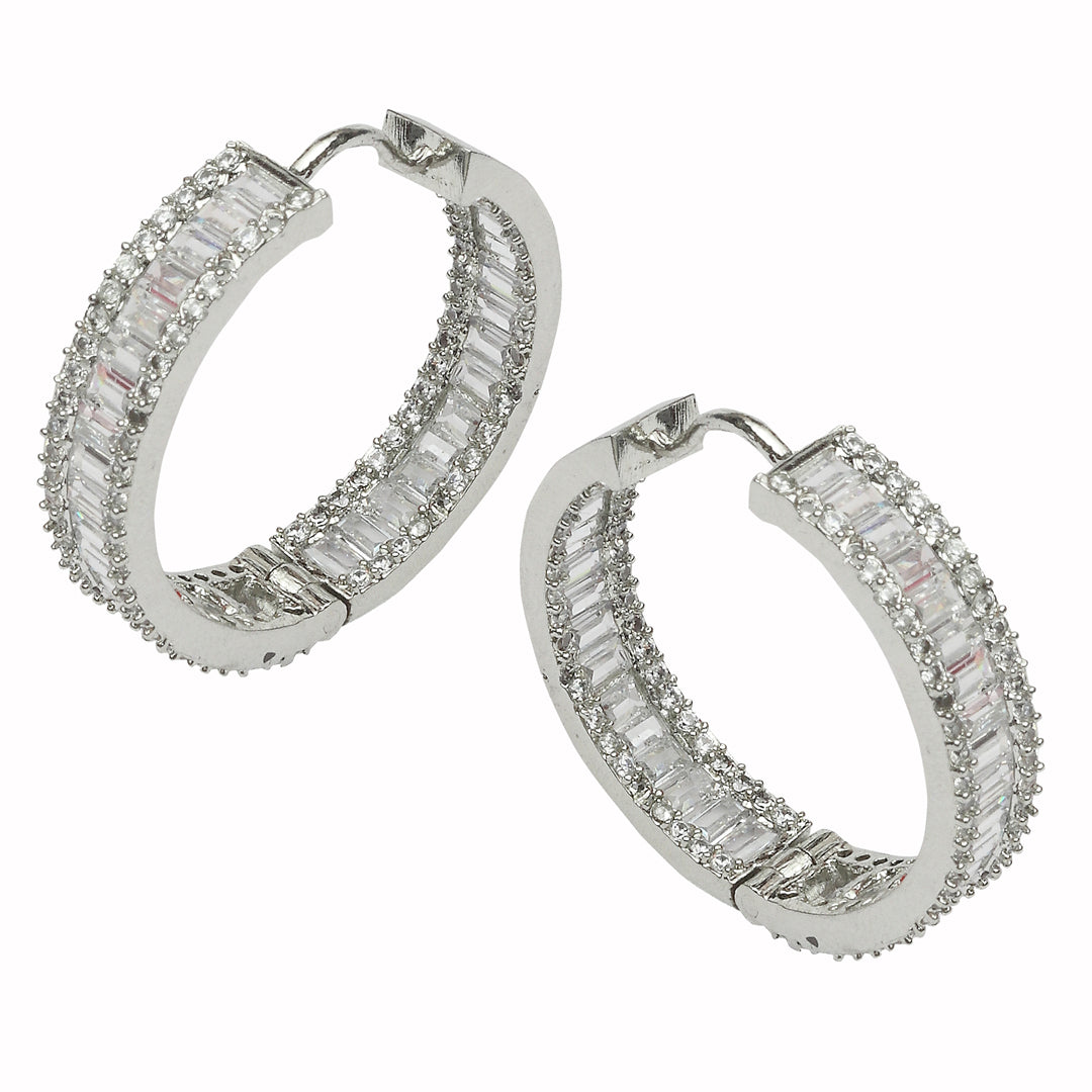 Delicate Square-cut Cubic Zirconia Hoops