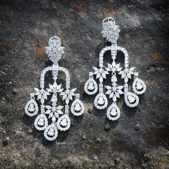 Delicate Floral detailed Cubic Zirconia Danglers