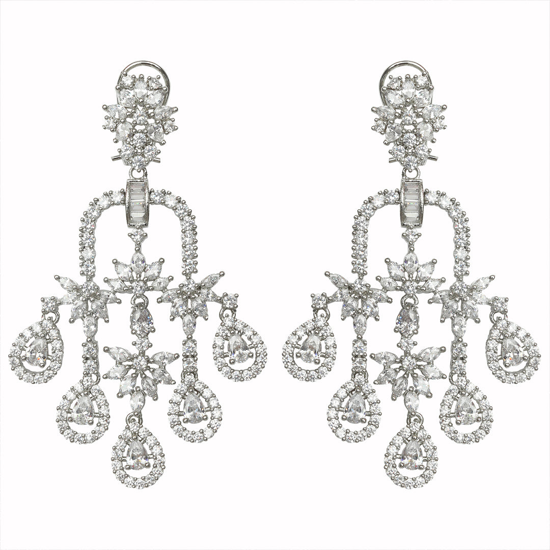 Delicate Floral detailed Cubic Zirconia Danglers