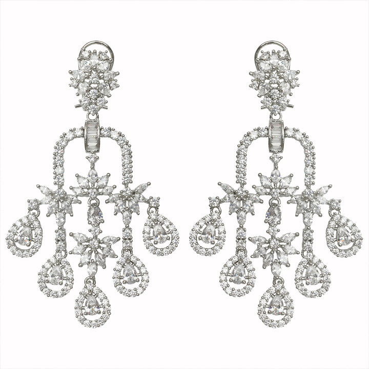 Delicate Floral detailed Cubic Zirconia Danglers