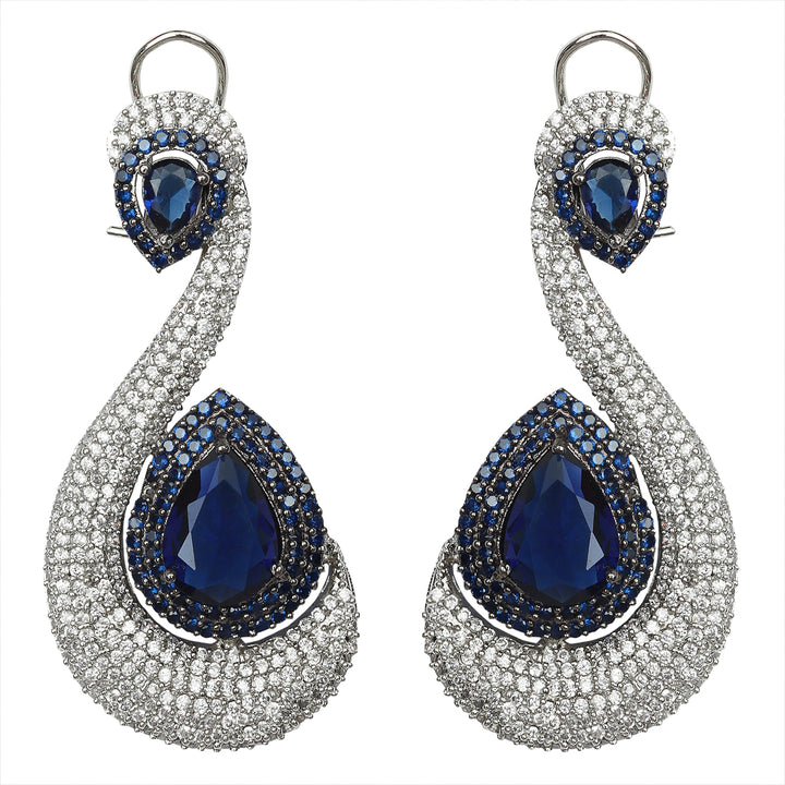 "S" design Danglers in Blue Stone and Blue & Clear Cubic Zirconia