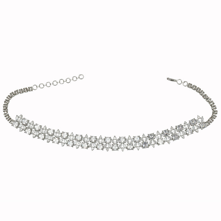 Rodium Plated Choker with Delicate Cubic Zirconia