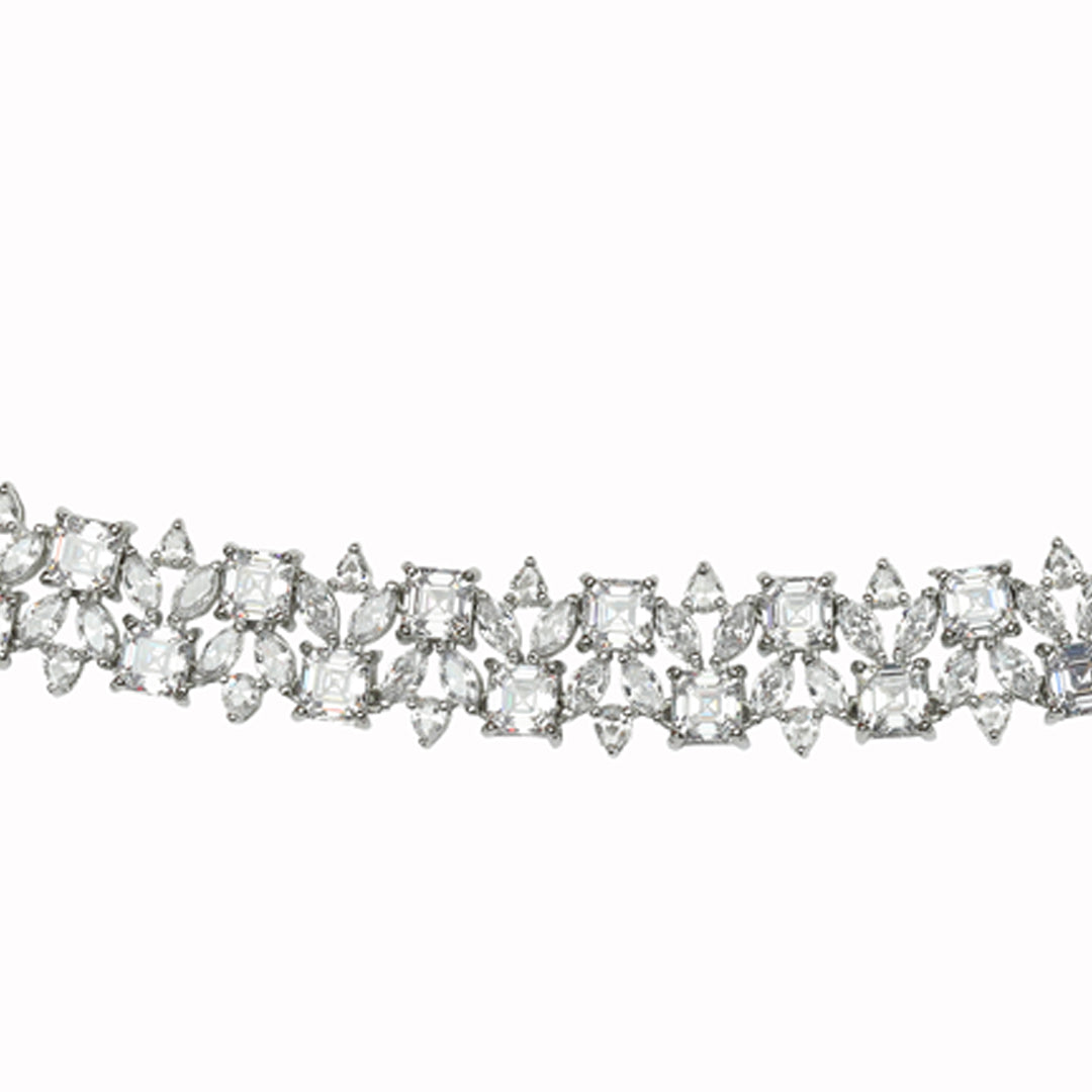 Rodium Plated Choker with Delicate Cubic Zirconia