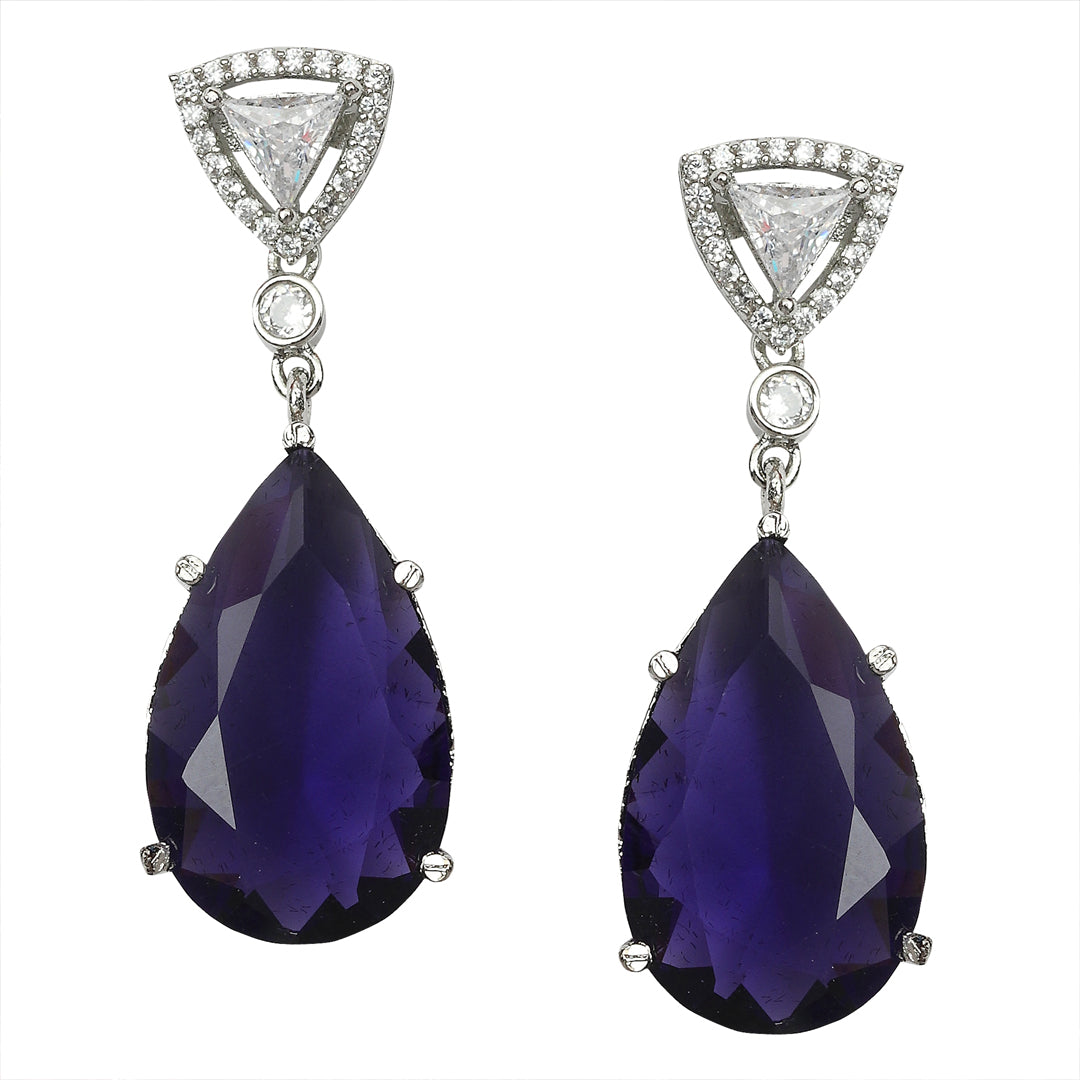 Delicate Purple Stone Earrings with Cubic Zirconia detailing